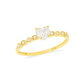 Anel solitário de coração 5mm ouro 18k