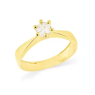 Anel solitário de ouro 18k classic aro liso XII