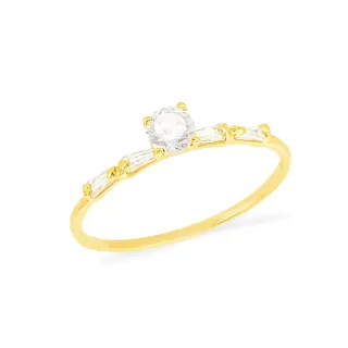 Anel solitário de ouro 18k Joy aro cravejado