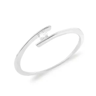 Anel solitário de ouro branco 18k zircônia central
