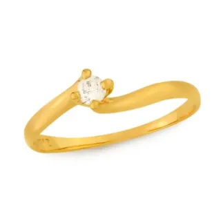 Anel solitário feminino de ouro 18k garras torcidas