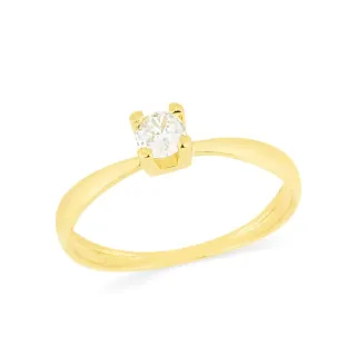 Anel solitário ouro 18k aro liso XVI