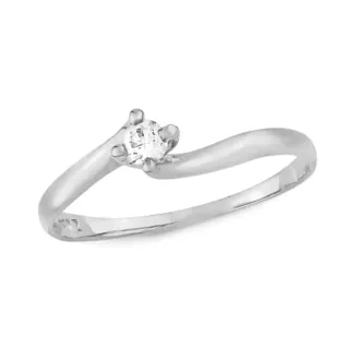 Anel solitário ouro branco 18k cálice 