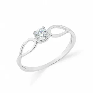 Anel moissanite de ouro 18 branco 0,30ct XII