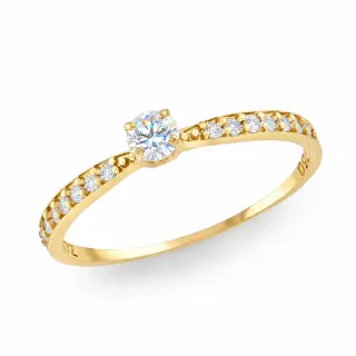 Anel moissanite solitário de ouro 18k cravejado
