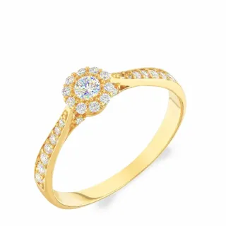 Anel moissanite solitário ouro 18k Veneza