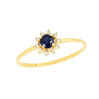 Anel de ouro 18k pedra azul Velvet