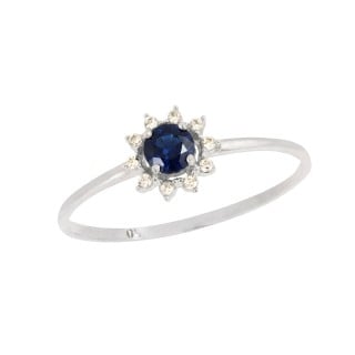 Anel de ouro branco 18k pedra azul Velvet