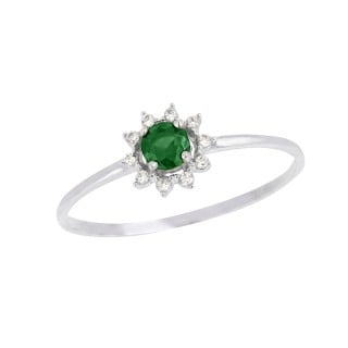 Anel de ouro branco 18k pedra verde Velvet
