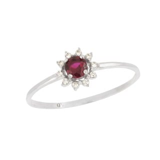 Anel de ouro branco 18k pedra vermelha Velvet