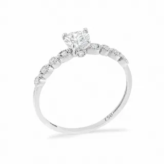 Anel Moissanites coração ouro branco 18k
