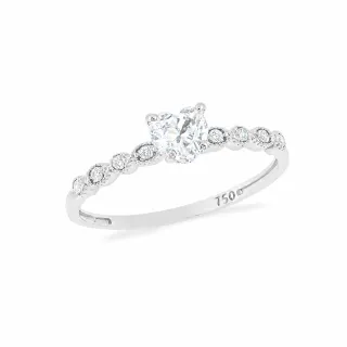 Anel Moissanites coração ouro branco 18k