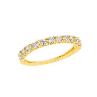 Meia Aliança de ouro 18k Moissanites Veneza