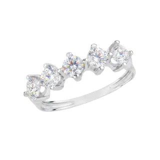 Meia aliança Moissanites e ouro branco 18k Veneza
