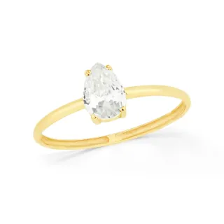 Anel de ouro 18k com topázio cristal gota
