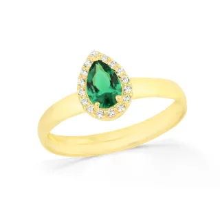 Anel de ouro pedra verde 18k Drop
