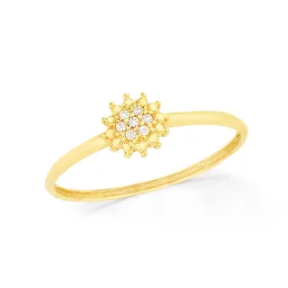 Anel de ouro chuveirinho de ouro 18k pavê