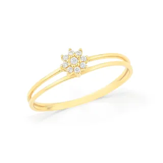 Anel chuveirinho de ouro 18k cravejado duplo