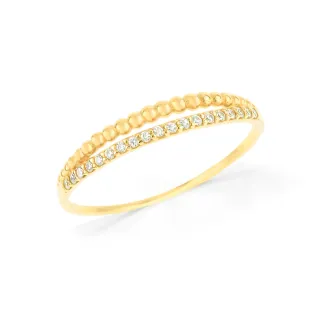 Anel de ouro 18k aro duplo meia aliança