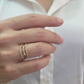 Anel de ouro 18k Western estribo