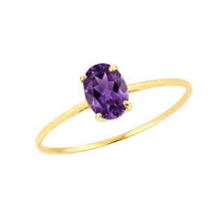 Anel de ouro 18k Ametista natural oval