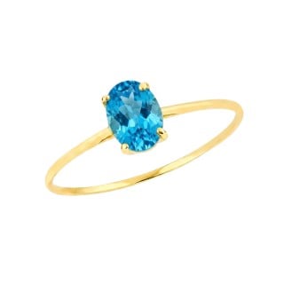 Anel de ouro 18k Topázio Swiss natural oval