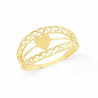Ane de ouro 18k coração aro triplo