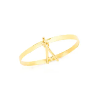 Anel de ouro com pingente letra 18k