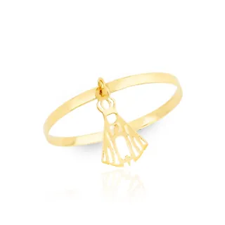 Anel de ouro 18k com pingente Nossa Senhora