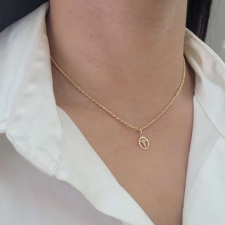 Pingente medicina de ouro 18k oval pequeno