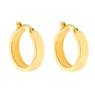 Brinco de ouro 18k argola fio abaulado