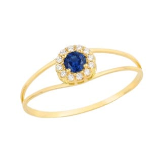 Anel de ouro 18k formatura psicologia azul