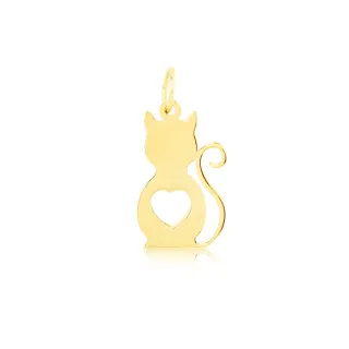 Pingente gato de ouro 18k coração sleep