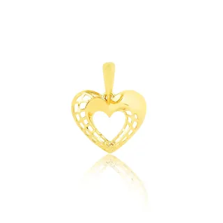 Pingente coração de ouro 18k rendado 
