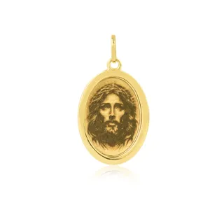 Pingente de ouro 18k face de Cristo detalhada 