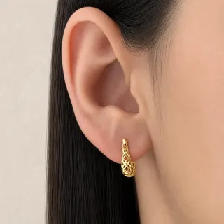 Brinco de ouro argola feminino pequeno 18k flores