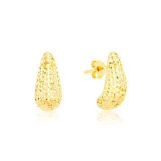 Brinco de ouro 18k gota rendado 
