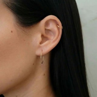 Brinco argola de ouro 18k fio fino XII