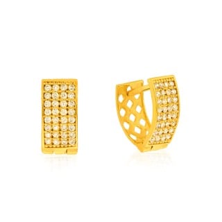 Brinco argola cravejado ouro 18k pequeno