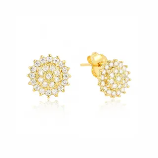 Brinco de ouro com moissanites chuveiro 