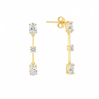 Brinco Moissanite de ouro 18k Riveira fio faca