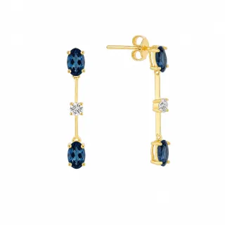 Brinco de ouro Riviera Moissanite e Topázio London