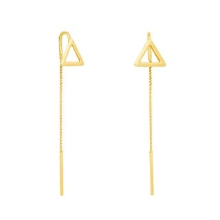 Brinco de ouro 18k corrente triangular