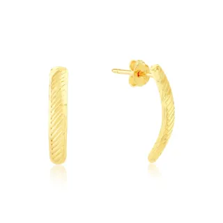 Brinco de ouro 18k meia argola diamantado