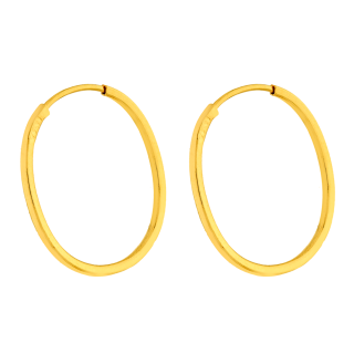 Brinco de argola de ouro 18k oval p