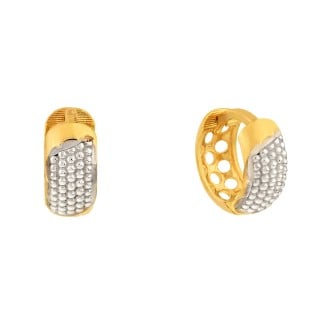 Brinco argola de ouro 18k pequeno falsas pedras