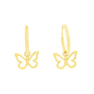 Brinco de ouro infantil argola borboleta 18k