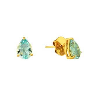Brinco de ouro 18k gota pedra topázio sky natural