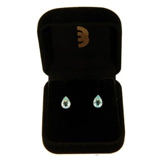 Brinco de ouro 18k gota pedra topázio sky natural