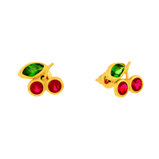 Brinco de ouro infantil cereja